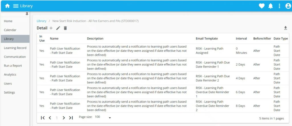 Automated LMS notifications for learbers